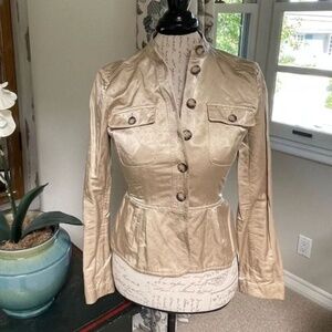 Micheal Kors Metallic Champagne Peplum Jacket Women's L